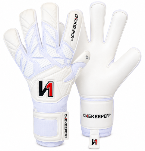 Białe rękawice bramkarskie Onekeeper Solid White 2.0