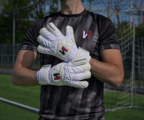 Profesjonalne rękawice bramkarskie Onekeeper Solid White 2.0