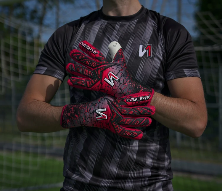 Rękawice bramkarskie dla dzieci Onekeeper Mana Red Junior