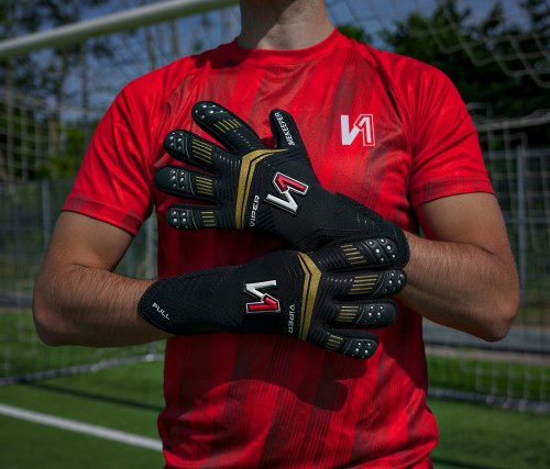 Rękawice bramkarskie Onekeeper Viper Black-Gold Junior dla dzieci